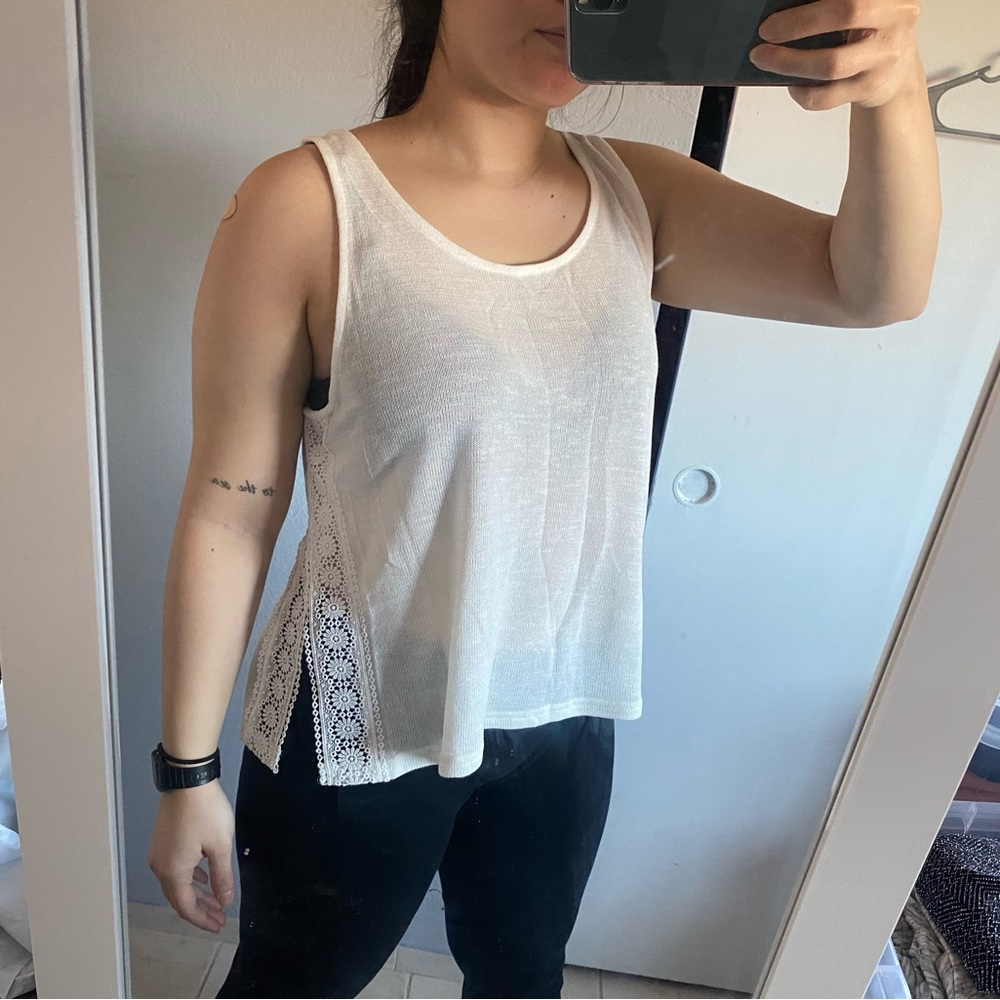 H&M White Tank Top with Slits